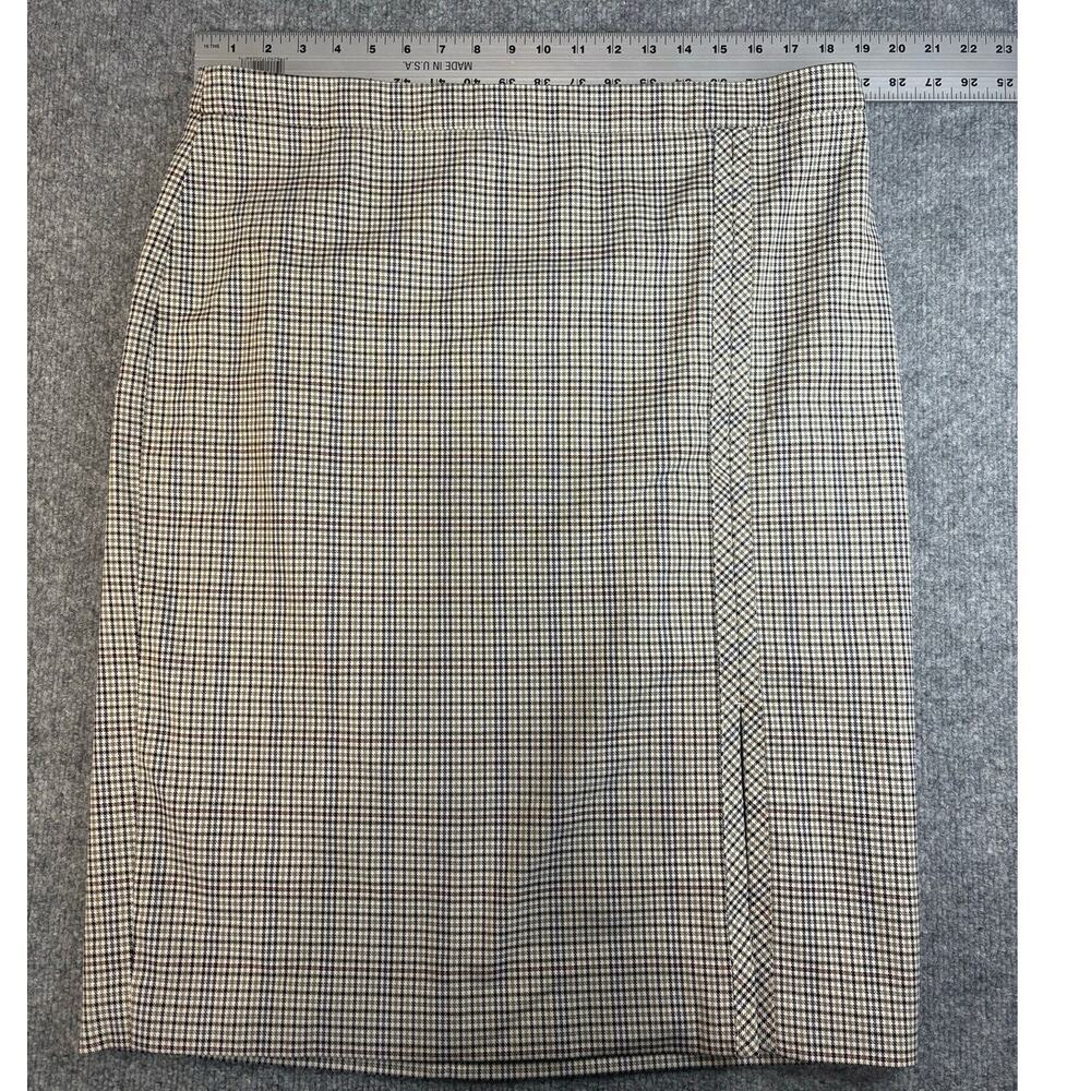 Ann Taylor Plaid Pencil Skirt Sz 16T front side slit fully lined cotton blend